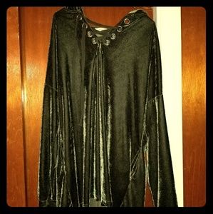 Moss green velvet hoodie